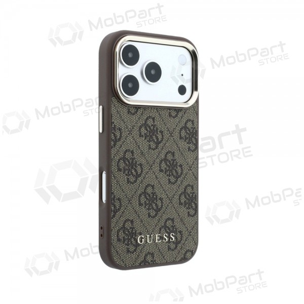 Apple iPhone 18 Pro Max hoesje - Guess PU Leather 4G Gold Frame MagSafe (bruin)