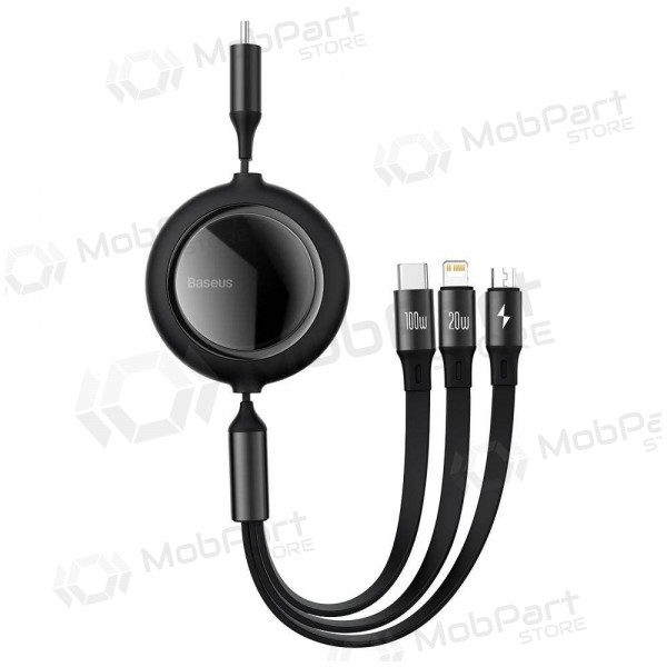 USB kabel Baseus Bright Mirror Type-C - microUSB+Lightning+Type-C 100W 1.2m (zwart) CAMLC-AMJ01