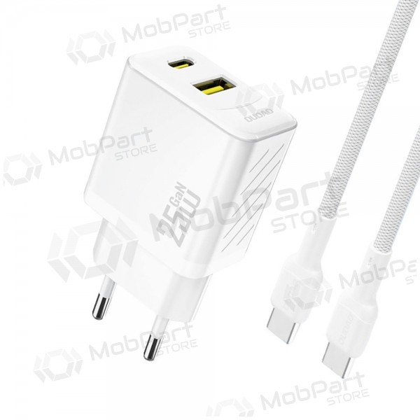 Telefoonoplader Dudao A26TC 25 W GaN USB-C + USB-A met USB-C kabel 1 m wit