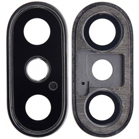 Apple iPhone XS / XS Max cameraglas (zwart) (met frame)