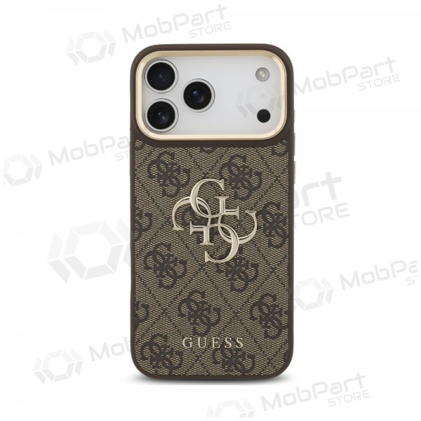 Apple iPhone 18 Pro Max hoesje - Guess PU Leather 4G Metal Logo Gold Frame (bruin)