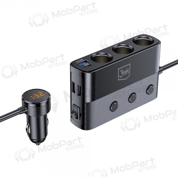 Autolader 3mk Car Power Splitter 120 W 3xUSB-A + USB-C 12V zwart