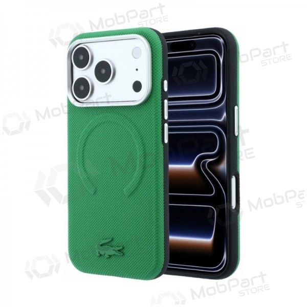 Apple iPhone 18 Pro Max hoesje - Lacoste PVC Petit Pique Semi Wrap Embossed MagSafe (groen)