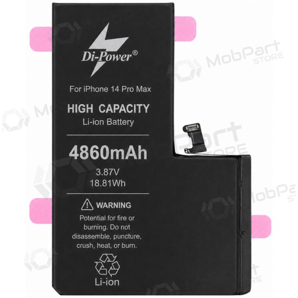 Apple iPhone 14 Pro Max batterij, accu Di-Power 4860 mAh (verhoogde capaciteit)