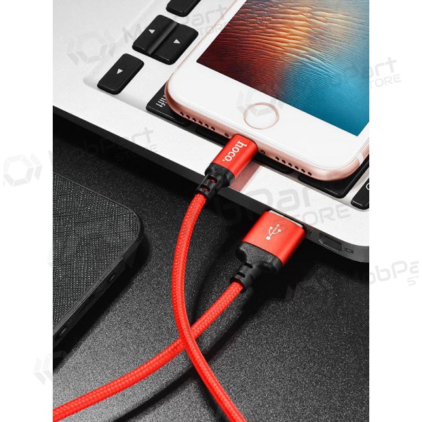 USB kabel Hoco X14 Lightning (rood / zwart) 1.0m
