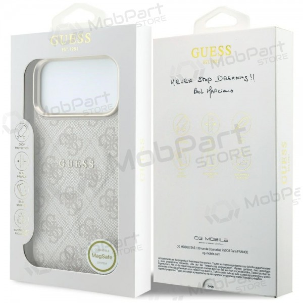 Apple iPhone 18 Pro Max hoesje - Guess PU Leather 4G Gold Frame Embossed MagSafe (roze)