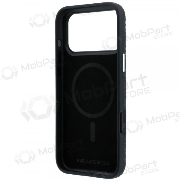 Apple iPhone 18 Pro hoesje - Karl Lagerfeld PU Grained Allover Semi Wrap MagSafe (zwart)