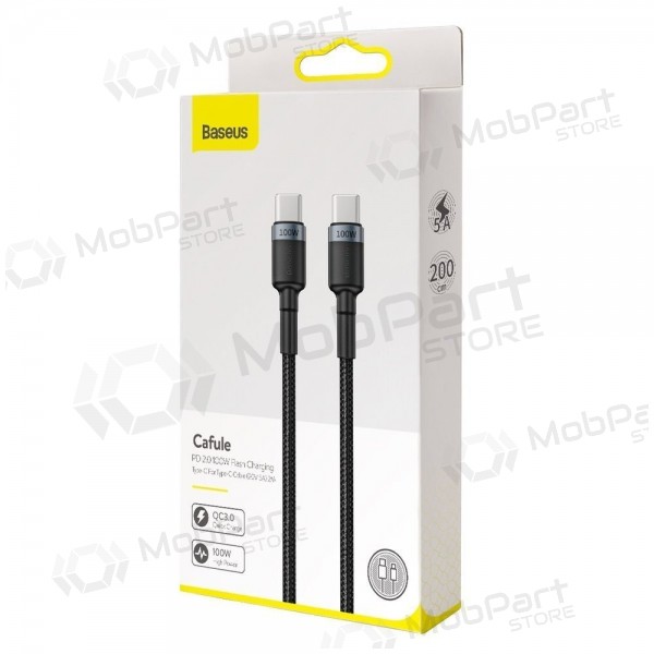 USB-C kabel Baseus Cafule CATKLF-ALG1 USB-C naar USB-C 2 m 100 W zwart
