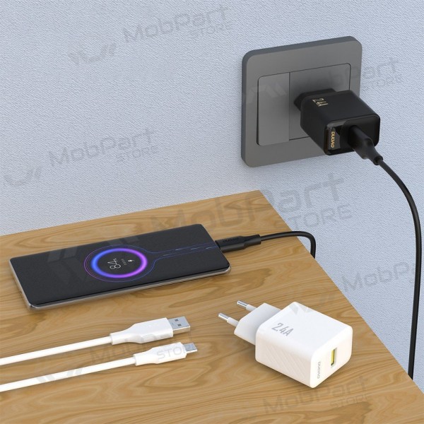 Telefoonoplader Dudao A23T 12 W USB-A met USB-C kabel 1 m zwart