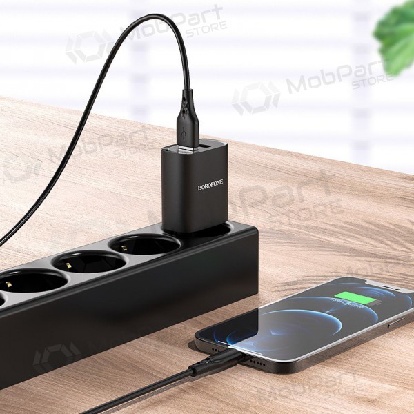Lader Borofone BN2 2xUSB 2.1A + Lightning (zwart)