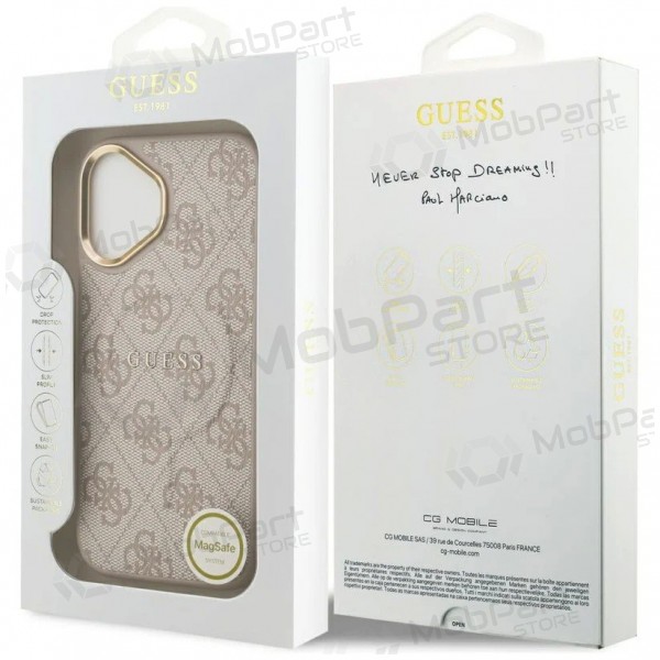Apple iPhone 17 hoesje - Guess PU Leather 4G Gold Frame MagSafe (roze)
