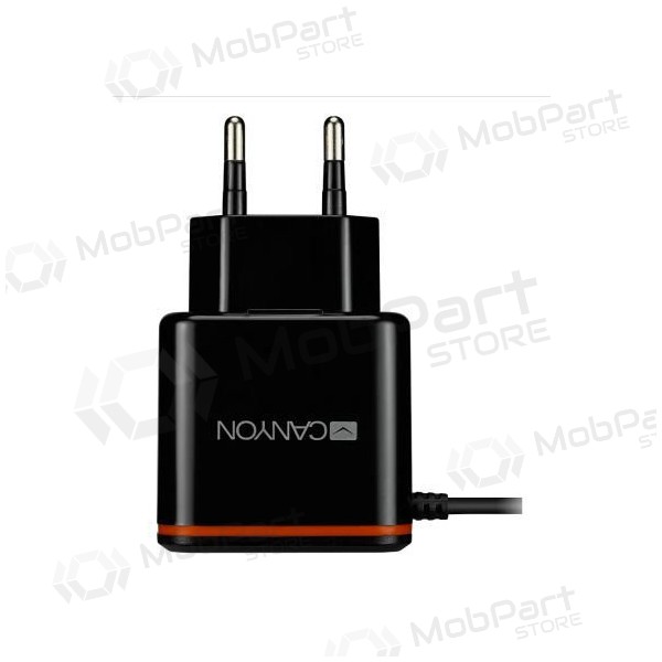 Lader CANYON CNE-CHA042 + Type-C kabel (1xUSB 5V 2.1A) (zwart)