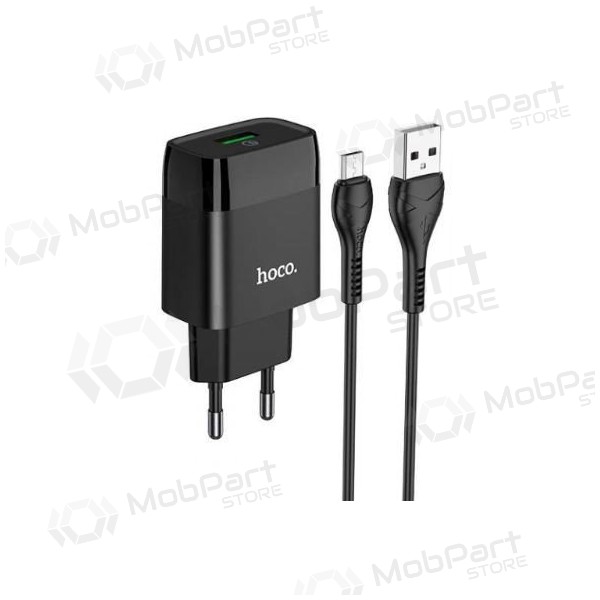 Lader HOCO C72Q Glorious USB + microUSB kabel (QC3.0) (zwart)