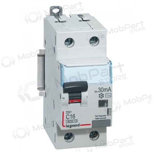 Installatieautomaat met aardlekstroomrelais Legrand 411002 (16A, 1P+N, 230V, 30mA, RCBO)