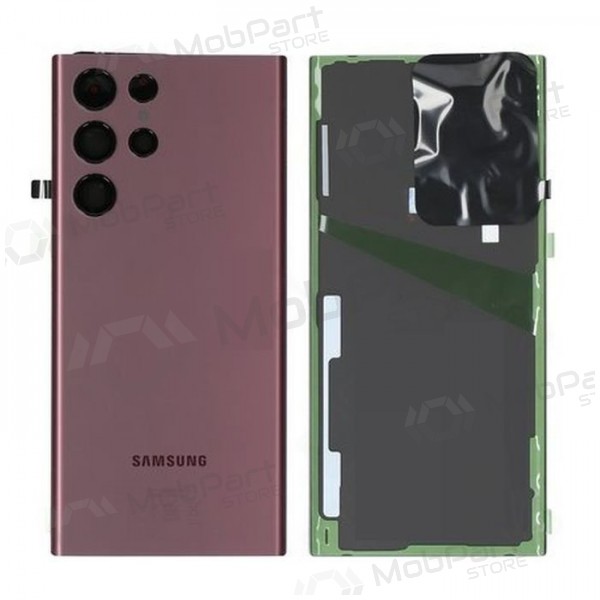 Samsung S908 Galaxy S22 Ultra achterkant (Burgundy) (gebruikt grade A, origineel)