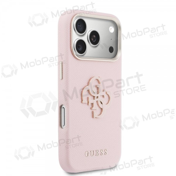 Apple iPhone 17 Pro Max hoesje - Guess PU Grained 4G Resin Metal Logo (roze)