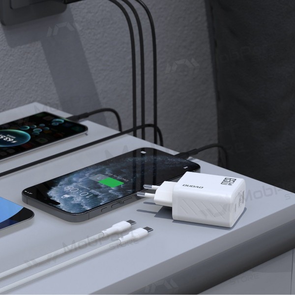 Dudao A28PC 45 W GaN telefoonoplader 2x USB-C met USB-C kabel 1 m zwart