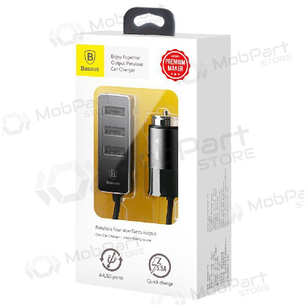 Baseus Autolader CCTON-01 (4x USB 5.5A) (zwart)