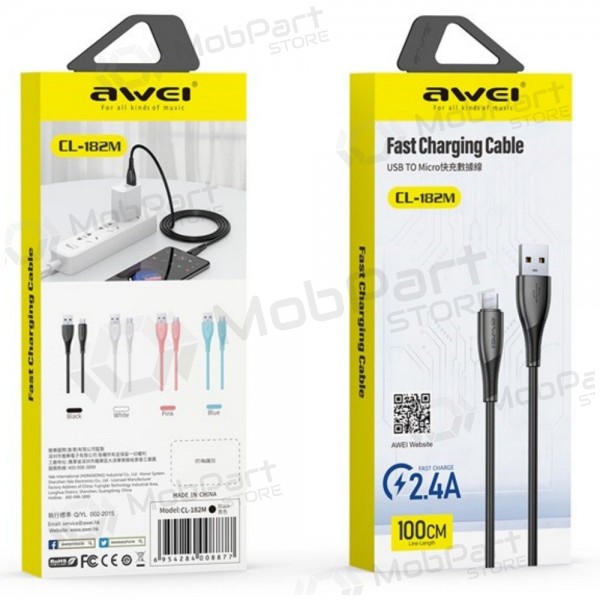 Micro USB-kabel Awei CL-182M USB-A naar Micro USB 1 m zwart