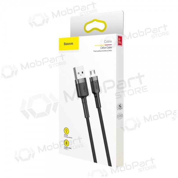 USB-kabel Baseus Cafule micro-USB 1.0m 2.4A (grijs-zwart) CAMKLF-BG1