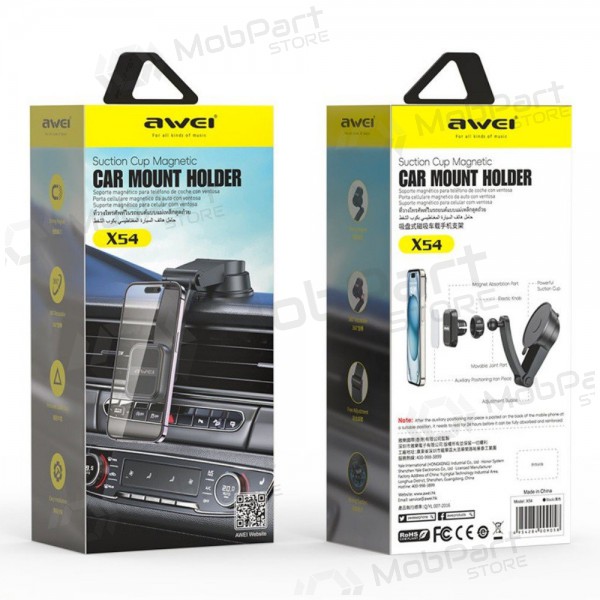 Autotelefoonhouder Awei X54 Magnetic (dashboard/windshield) zwart