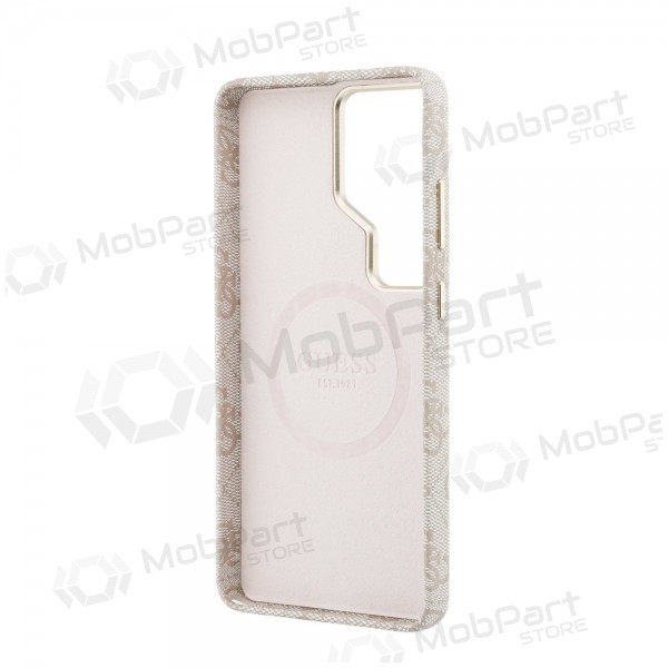 Samsung Galaxy S26 Ultra hoesje - Guess PU 4G Script Metal Logo Magnetic (roze)