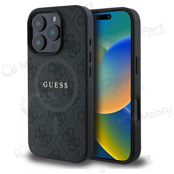 Apple iPhone 16 Pro Max hoesje - Guess PU Leather 4G Colored Ring MagSafe (zwart)