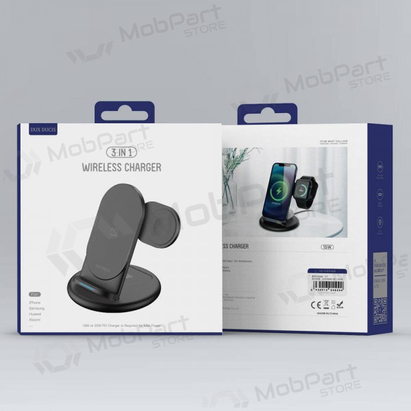 Lader draadloze Dux Ducis C7 3in1 Phone, Apple Watch, Airpods 15W (zwart)