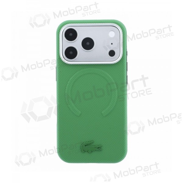 Apple iPhone 18 Pro Max hoesje - Lacoste PVC Petit Pique Semi Wrap Embossed MagSafe (groen)