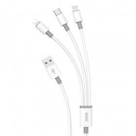 USB-kabel Dudao L8s-3in1 USB-A naar USB-C / Micro USB / Lightning 1.2 m 100 W