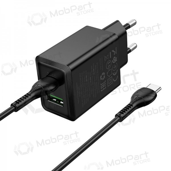 Telefoonoplader Hoco N71 30 W GaN USB-C + USB-A met USB-C kabel 1 m zwart