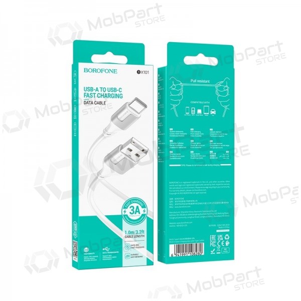 USB-C kabel Borofone BX101 USB-A naar USB-C 1 m wit