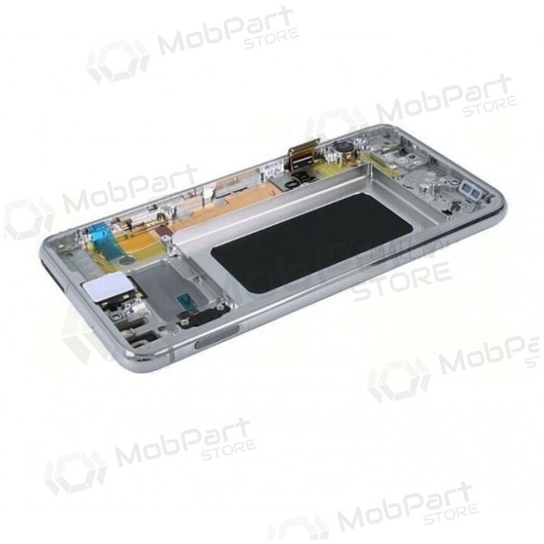 Samsung G970F Galaxy S10e scherm (Prism White) (met een frame) (gebruikt grade A, origineel)