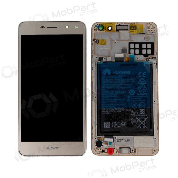 Huawei Y6 2017 (Nova Young) / Y5 2017 (Y5-3) scherm (gouden) (met een frame en batterij) (service pack) (origineel)