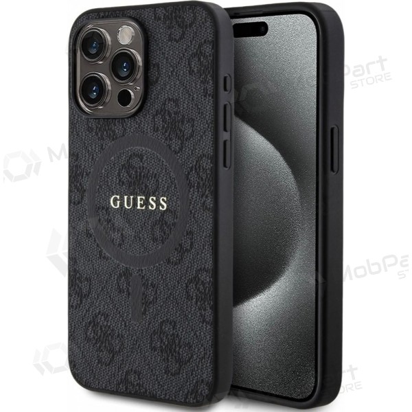 Apple iPhone 15 Pro Max hoesje - Guess PU Leather 4G Colored Ring MagSafe (zwart)