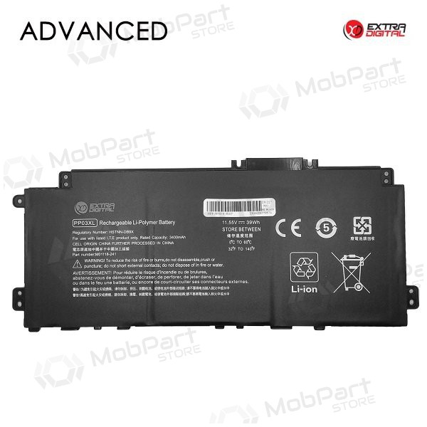 HP PP03XL, 3400mAh laptopbatterij, Geavanceerd