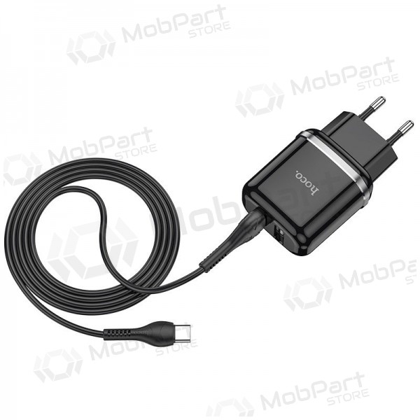 Lader Hoco N4 + Type-C (2.4A) (zwart)