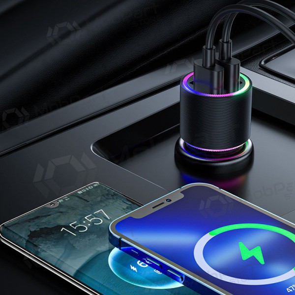 Lader automobilinis Joyroom JR-CL10 LED 2xUSB 24W (zwart)