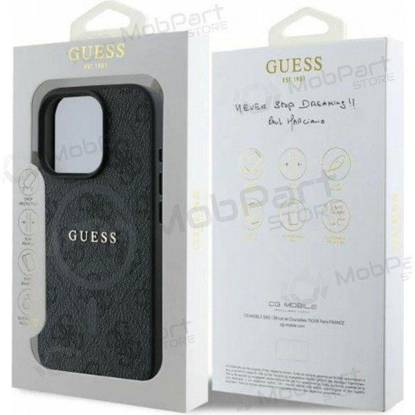 Apple iPhone 16 Pro Max hoesje - Guess PU Leather 4G Colored Ring MagSafe (zwart)