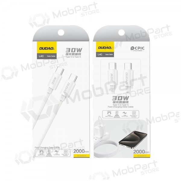 USB-C kabel Dudao L4C USB-C naar USB-C 2 m 30 W wit