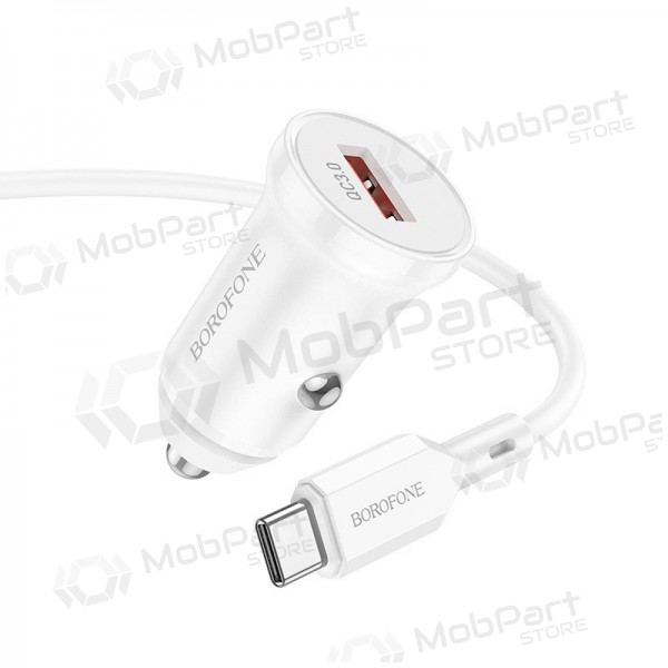 Lader automobilinis Borofone BZ18 Quick Charge 3.0 18W + Type-C (wit)