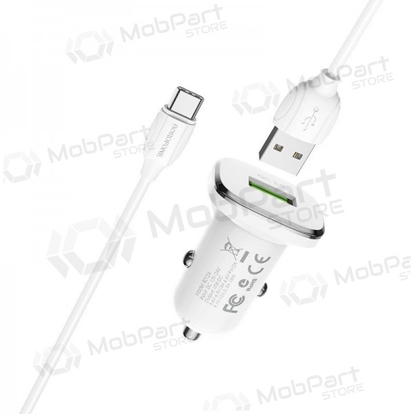 Lader automobilinis Borofone BZ12A Quick Charge 3.0 + Type-C (wit)