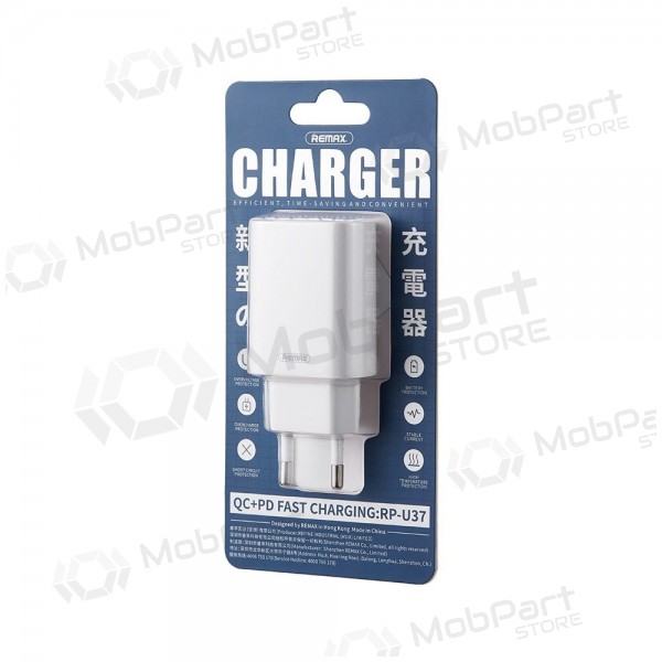 Telefoonoplader Remax RP-U37 20 W USB-C + USB-A wit