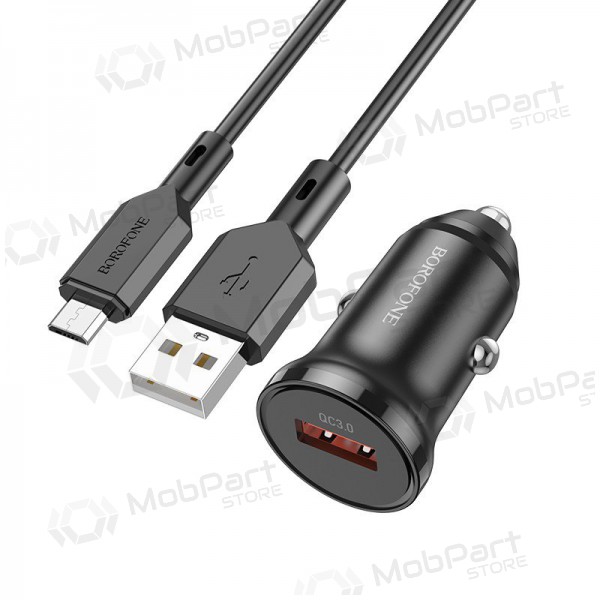 Lader automobilinis Borofone BZ18 Quick Charge 3.0 18W + MicroUSB (zwart)