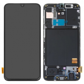 Samsung Galaxy A40 scherm (zwart) (met frame) (gereviseerd, origineel)