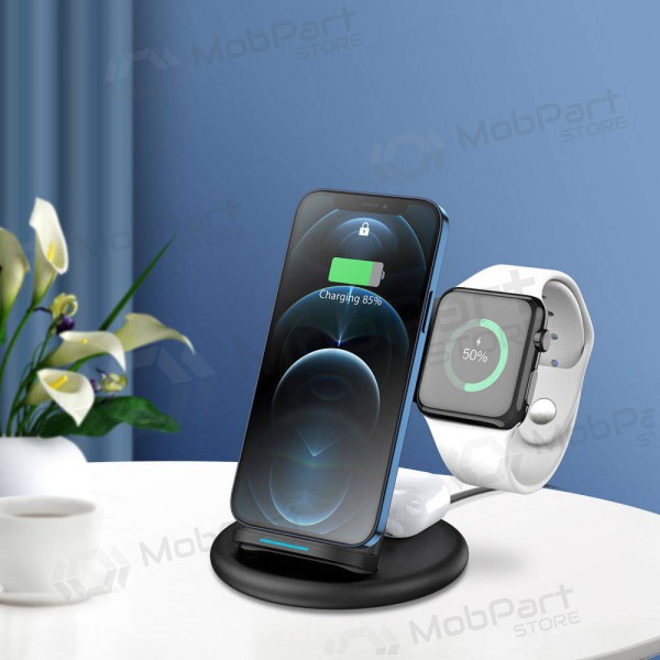 Lader draadloze Dux Ducis C7 3in1 Phone, Apple Watch, Airpods 15W (zwart)