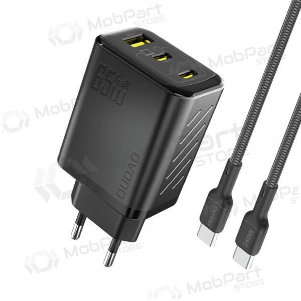 Telefoonoplader Dudao A28PC 45 W GaN 2x USB-C met USB-C kabel 1 m zwart