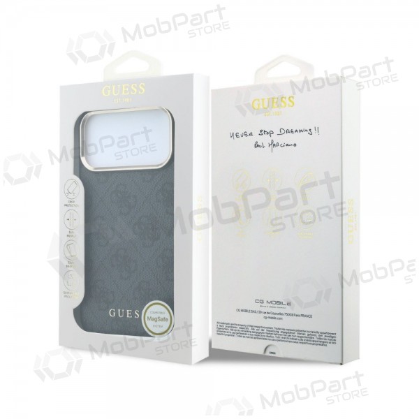 Apple iPhone 18 Pro hoesje - Guess PU Leather 4G Gold Frame MagSafe (zwart)