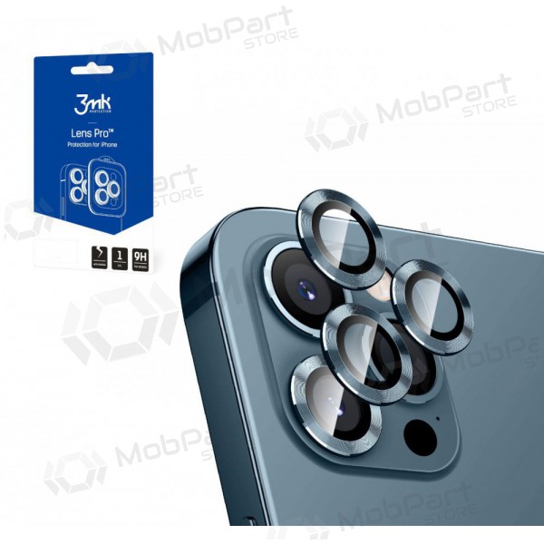 Apple iPhone 16, 16 Plus beschermend gehard glas voor camera - 3MK Lens Pro (zwart)