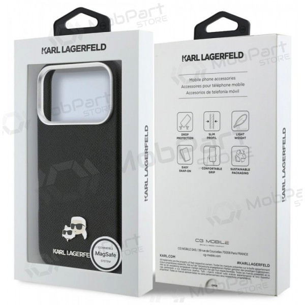 Apple iPhone 17 Pro hoesje - Karl Lagerfeld PU Karl and Choupette Heads Pins MagSafe (zwart)